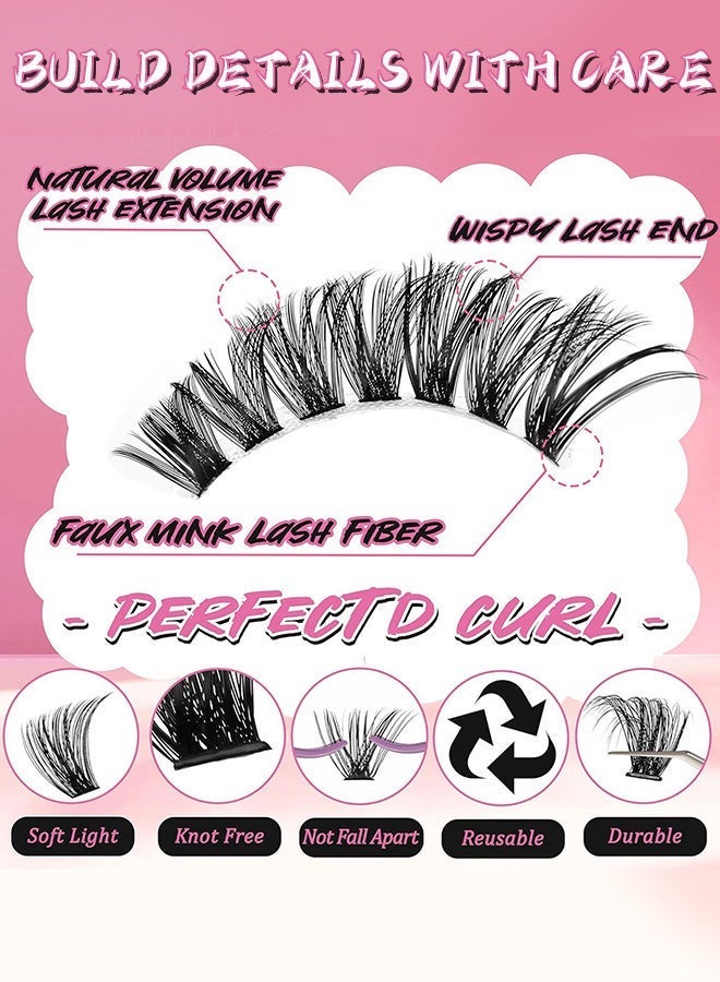 Hirospace 544 Pcs Lash Clusters, Lash Adhesive Glue & Lash Tweezer Set Eyelash Extensions Wispy False Eyelashes Lash Clusters DIY Eyelash Extensions Individual False Eyelashes for Women - Image 5