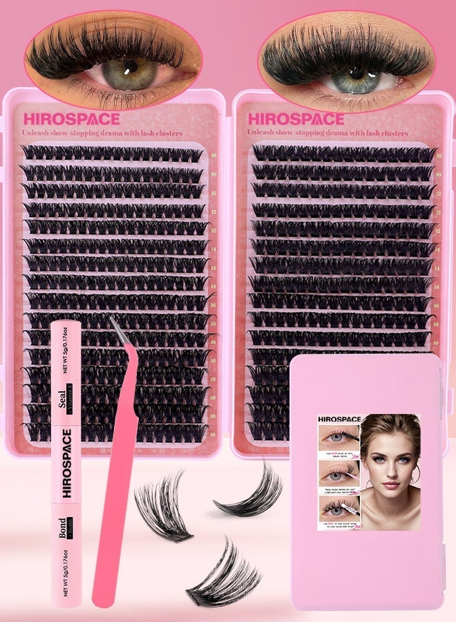 Hirospace 544 Pcs Lash Clusters, Lash Adhesive Glue & Lash Tweezer Set Eyelash Extensions Wispy False Eyelashes Lash Clusters DIY Eyelash Extensions Individual False Eyelashes for Women - Image 2