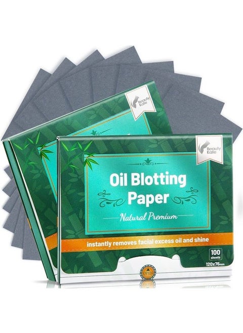 Natural Oil Blotting Sheets for Face,26% Larger Blotting Paper for Oily Skin with Bamboo Charcoal,Makeup Friendly High-performance Oil Absorbing Wipes 200,Easy To Oil Control