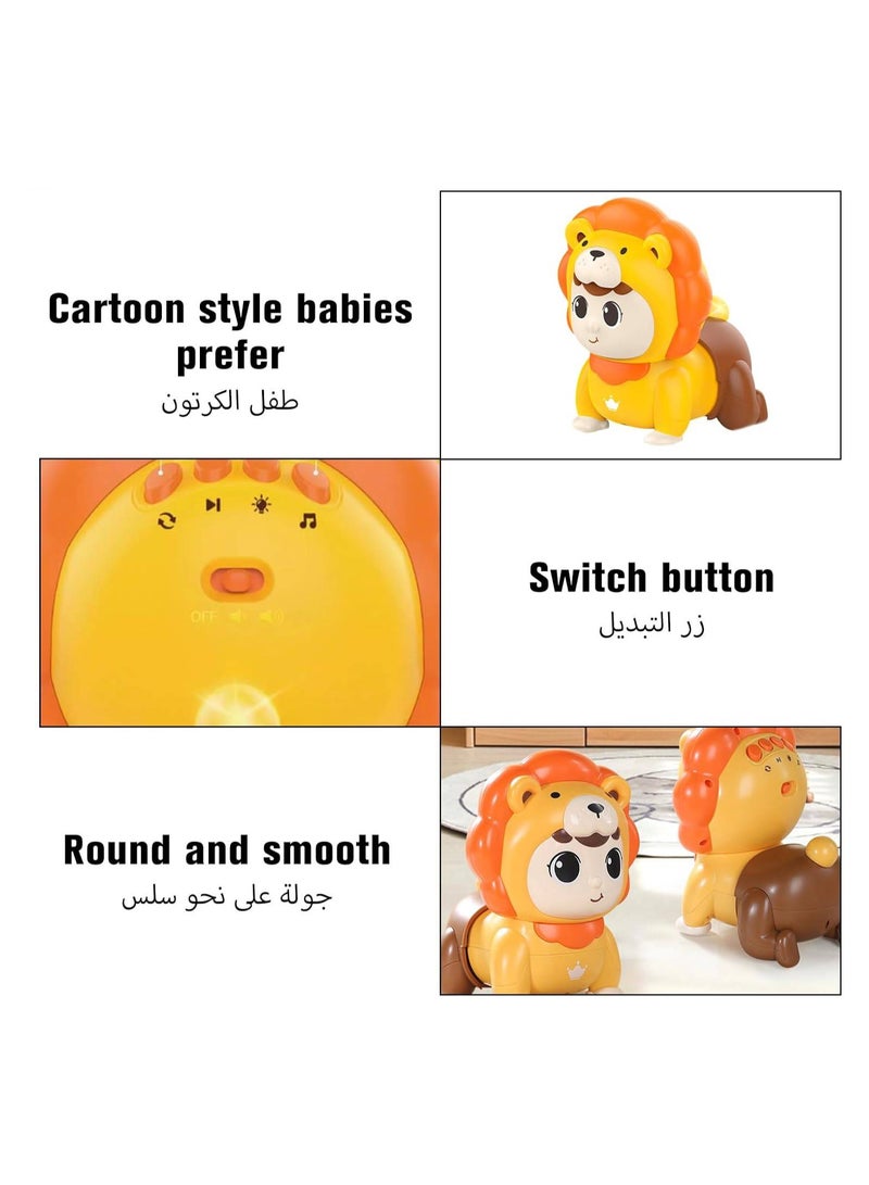 دمية لعبة موسيقية للأطفال  لتعليم الحبو، لعبة موسيقية على شكل أسد يزحف على البطن بأصوات ومصابيح، لعبة تعليمية مبكرة مناسبة كهدايا للأطفال الصغار - Image 4