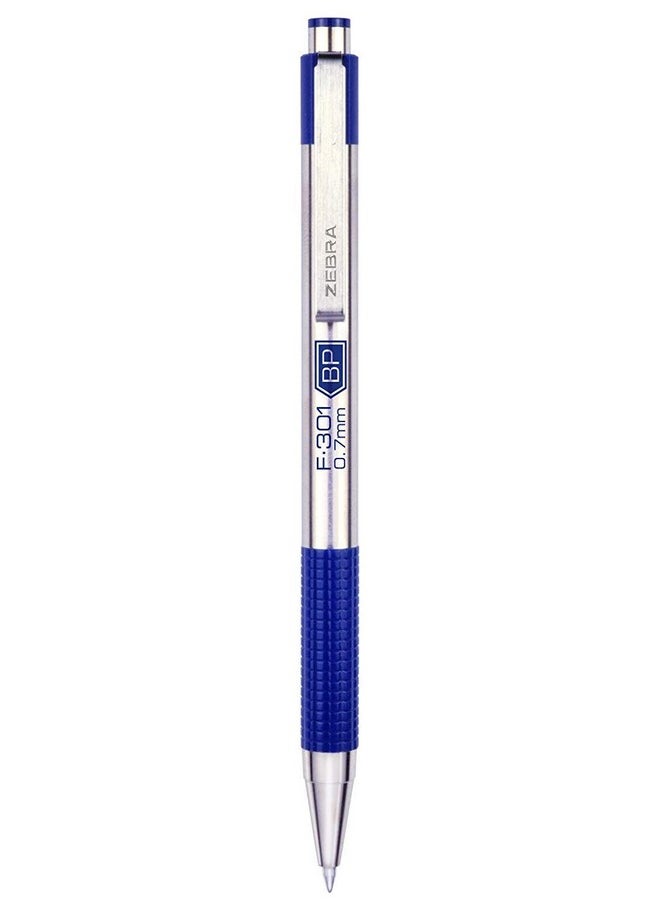 Zebra Pen Fine Point F 301, Bulk Combo Pack Of 6 Black Ink & 6 Blue Ink Metal Pens (Total Of 12 Pens), Ballpoint Stainless Steel Retractable 0.7Mm Fine Point Ink Pens  - Image 3
