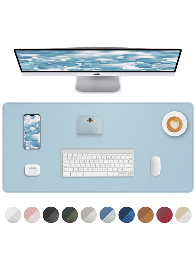 AFIING Leather Desk Pad Protector,Desk Mat,Large Mouse Pad, Non-Slip Desk Pad, Waterproof PU Leather Desk Blotter Mat, Desk Cover for Office and Home (Light Blue, 36" x 17") - Image 1