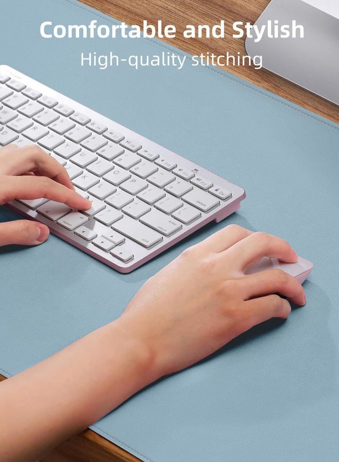 AFIING Leather Desk Pad Protector,Desk Mat,Large Mouse Pad, Non-Slip Desk Pad, Waterproof PU Leather Desk Blotter Mat, Desk Cover for Office and Home (Light Blue, 36" x 17") - Image 3