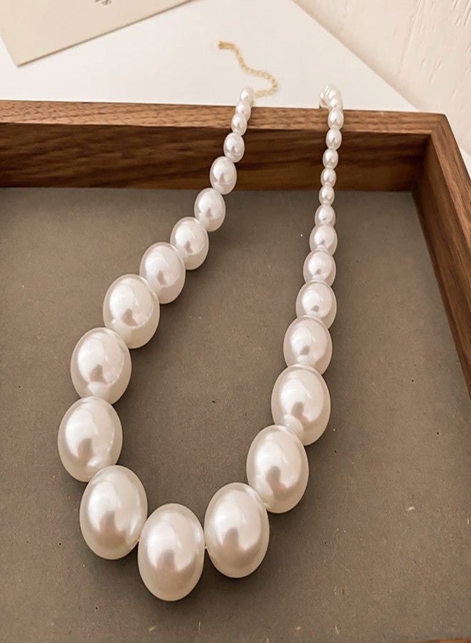 fxmimior Vintage Boho Short Middle Large Pearl Shiny Choker Necklaces Dainty Pearls Simple 1920s Choker Necklace Halloween Prom Party Bar Necklace for Women - Image 5