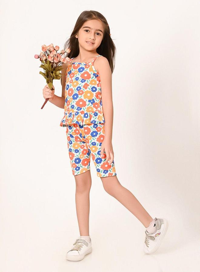 Bonkids Girl's Multicolour 100% Cotton Printed Regular Fit Clothing Set - Image 1