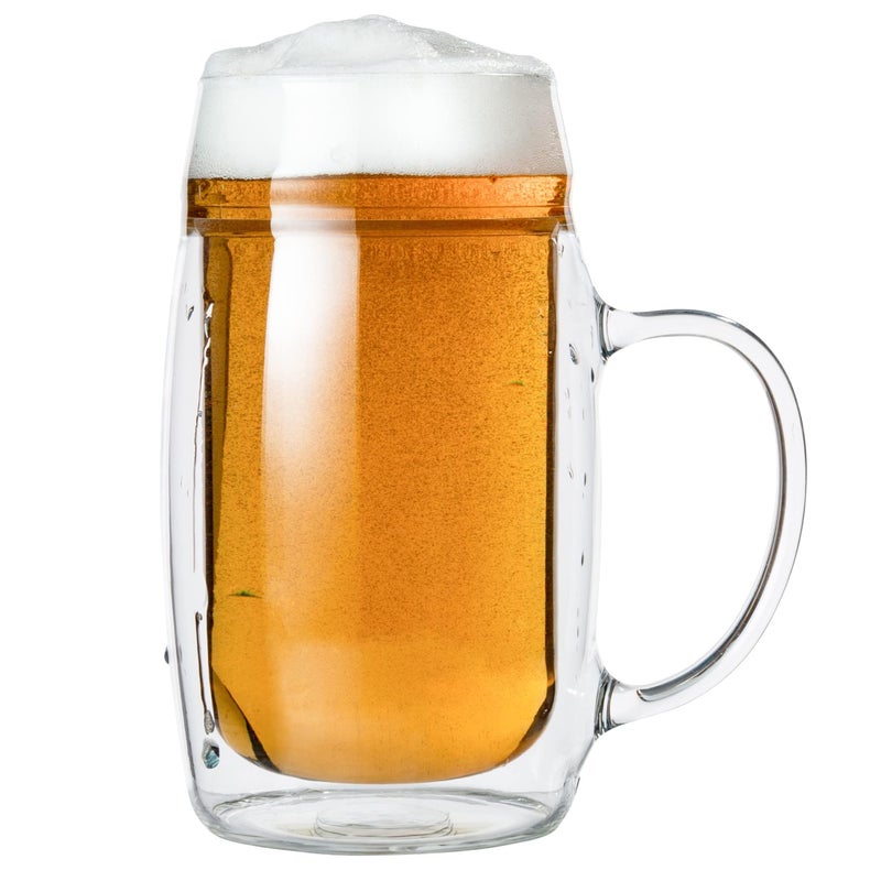SIMAX SIMAX Beer Mugs For Men Set of 4 Double Walled Glass Beer Mug Large Size 17 Ounce Freezable Beer Glasses Pint Beer Mugs  Steins with Handles Insulated Beer Glasses Beer Mugs for Freezer