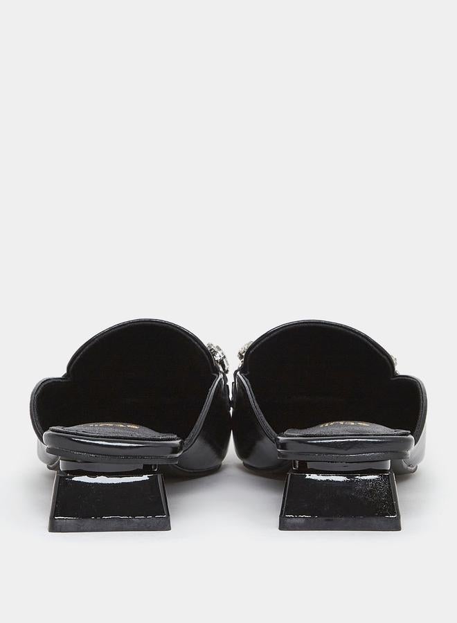 Stone Embellished Backless Loafers