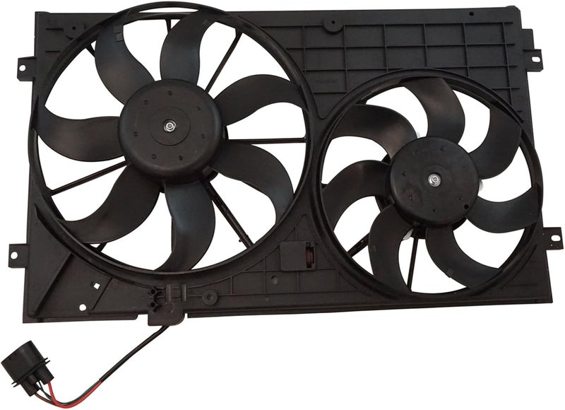 TRQ Temic Style Radiator Cooling Dual Fan Assembly for Volkswagen Jetta Rabbit - Image 3