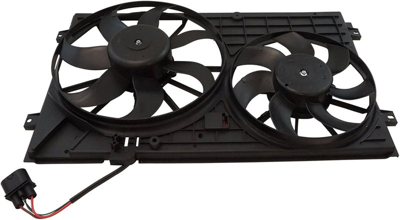 TRQ Temic Style Radiator Cooling Dual Fan Assembly for Volkswagen Jetta Rabbit - Image 2