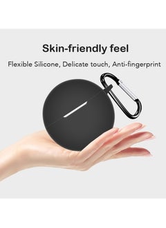 Generic Silicone Cover Case Compatible with Oppo Enco Buds 2 Portable Protective Case Cover With Keychain For Oppo Enco Buds 2 (Black)  - Image 3