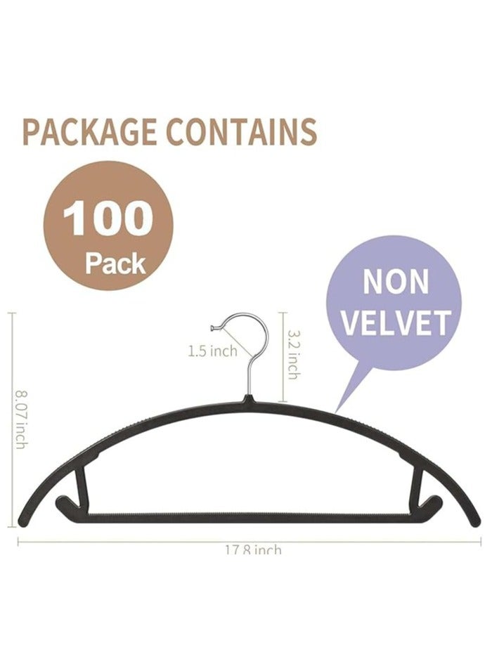 TYCOM Non-Slip Hangers Suit Hangers 100 Pack Ultra Thin Space Saving 360 Degree Swivel Hook Clothes Hangers for Coats Jackets Pants Dress Clothe Plastic Curved 100pcs Black. - Image 2