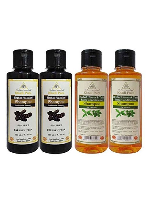 Henna Tulsi & Shikakai Sls Shampoo;Hair Cleanser 210 ml (Pack of 4)