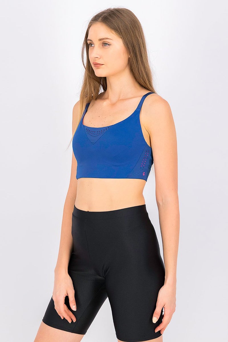 Tchibo Women Slightly Padded Sports Bra, Blue  - Image 3