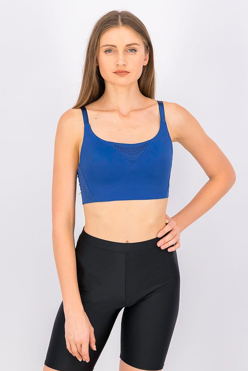 Tchibo Women Slightly Padded Sports Bra, Blue  - Image 1