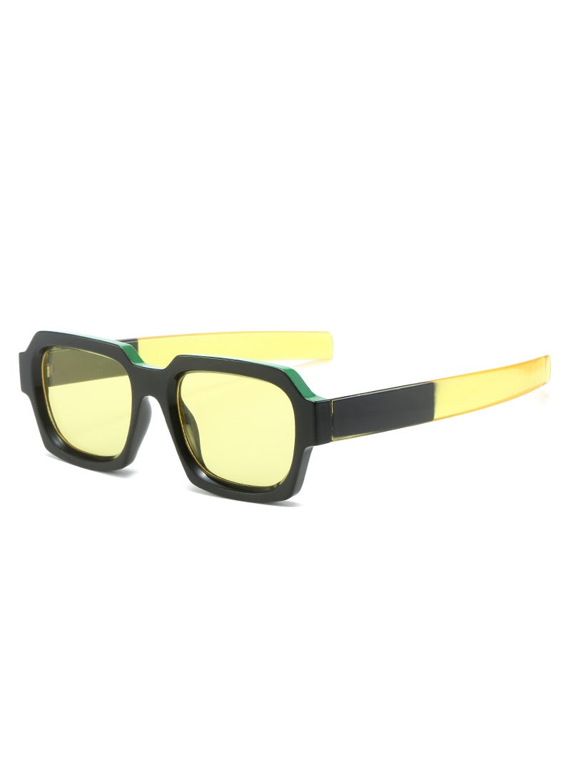 Generic 2023 European and American Modern Fashion Square Colored Sunglasses Women INS Sunglasses All-Match Trendy Sunglasses Yellow Black frame 