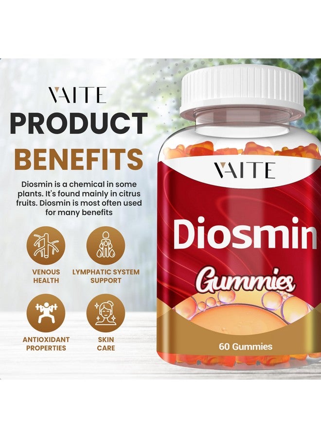 VAITE فيت ديزومين 1000 ملغ - مكملات دعم الأوردة للأوردة الدوالية - صيغة مكمل صحة الساقين، محسن وريدي، بيوفلافونويدات الحمضيات، يساعد على الدورة الدموية للساقين، علكة مضغ، 60 علكة نباتية - Image 2