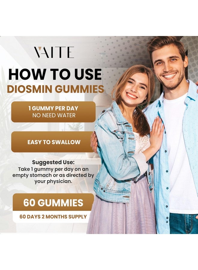 VAITE فيت ديزومين 1000 ملغ - مكملات دعم الأوردة للأوردة الدوالية - صيغة مكمل صحة الساقين، محسن وريدي، بيوفلافونويدات الحمضيات، يساعد على الدورة الدموية للساقين، علكة مضغ، 60 علكة نباتية - Image 4