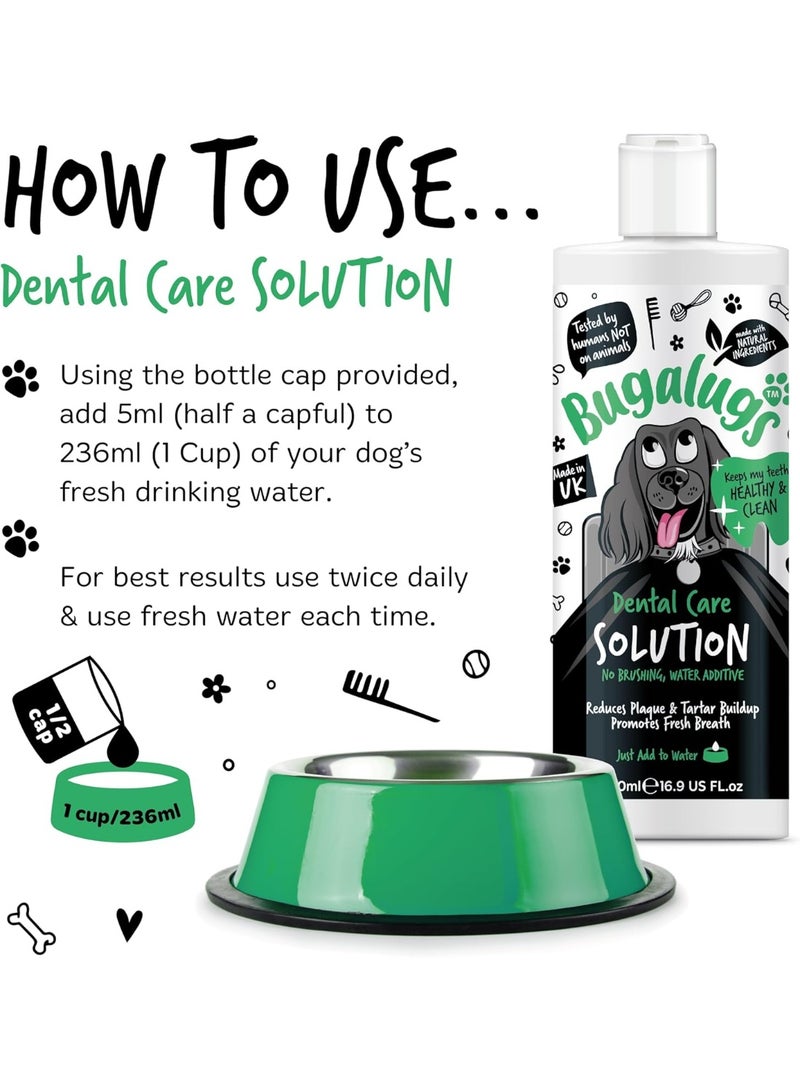 بوجالوجز BUGALUGS Dog Breath Freshener Dental Care Water Additive. Clean Teeth, Healthy Gums & Fresh Breath - Natural Dog plaque remover & tartar remover for teeth - No Brushing Needed (499ml, Water Additive) - Image 3