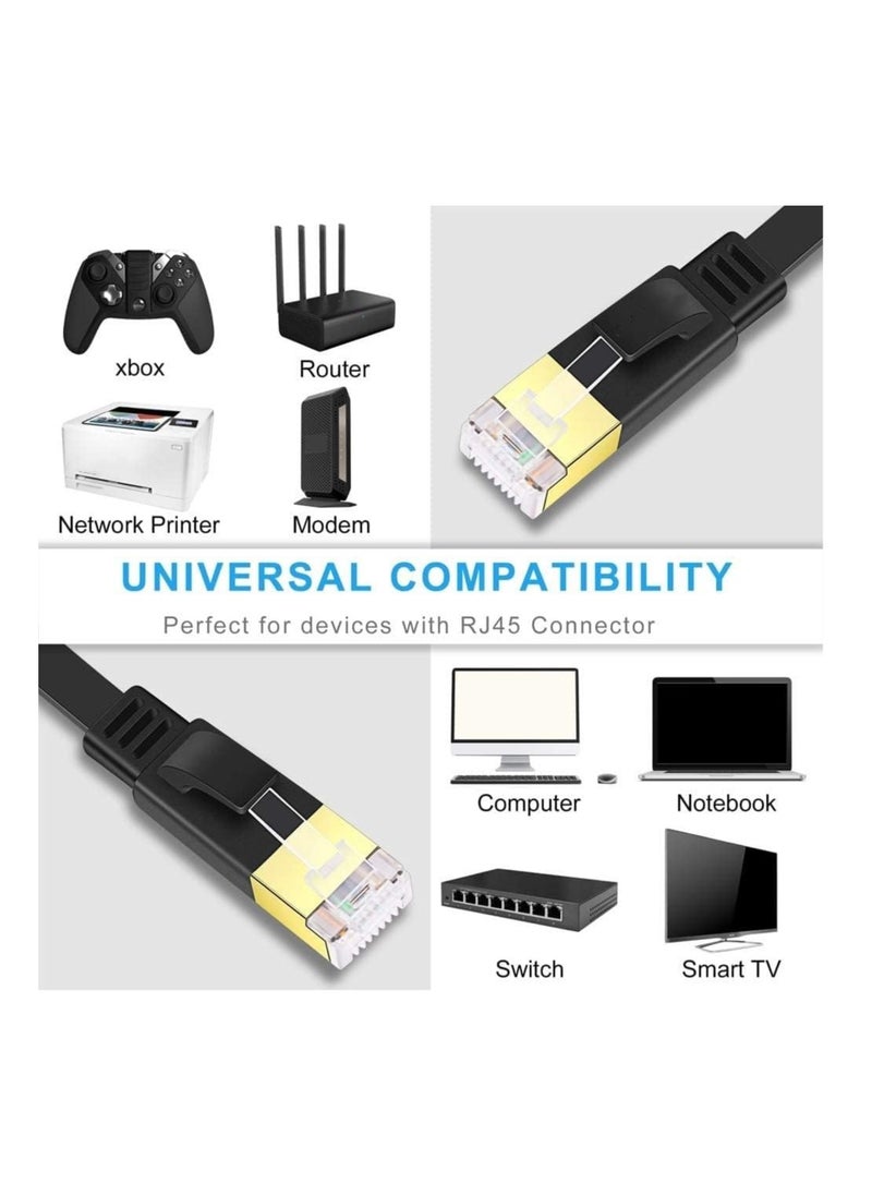 Anmi - 30m Cat 7 Ethernet Cable High Speed Flat GB RJ45 LAN 10GB PS600Mhz shieldedInternet Network PatchCord Compatible for Gaming Ps5/Ps4/Ps3 XBOX PC Laptop Modem Router - Image 1