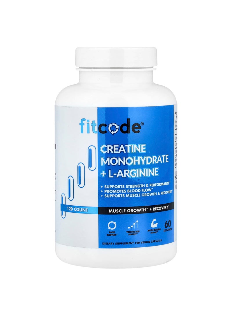 fitcode Creatine Monohydrate + L-Arginine, 120 Veggie Capsules