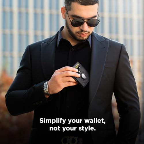 SERMAN BRANDS AirTag Wallet - RFID Blocking Mens Minimalist Money Clip Wallet for Airtag - Full Grain Leather - Slim Bifold. Front Pocket Apple Air tag Wallets for men. Gift (Charcoal Transformer Air - Image 2
