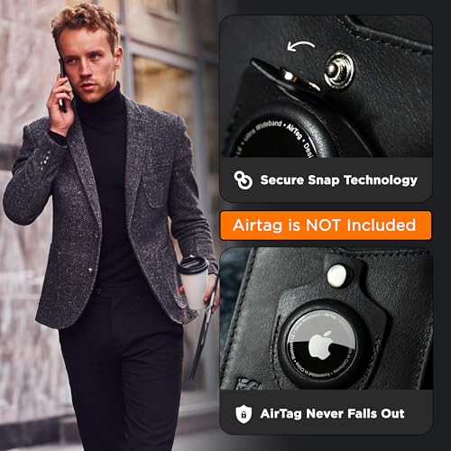 SERMAN BRANDS AirTag Wallet - RFID Blocking Mens Minimalist Money Clip Wallet for Airtag - Full Grain Leather - Slim Bifold. Front Pocket Apple Air tag Wallets for men. Gift (Charcoal Transformer Air - Image 3