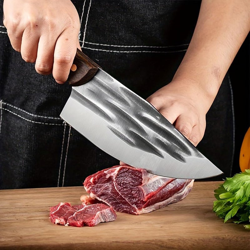 Captoola سكين كابطولا الكبيرة لقطع اللحم سكين قطع جوز الهند سكين كبيرة للمطبخ سكين قطع لحم البقر سكين تقطيع اللحم سكين الجزار سكين قطع العظام سكين جزار ثقيلة مجموعة من 2 - Image 4