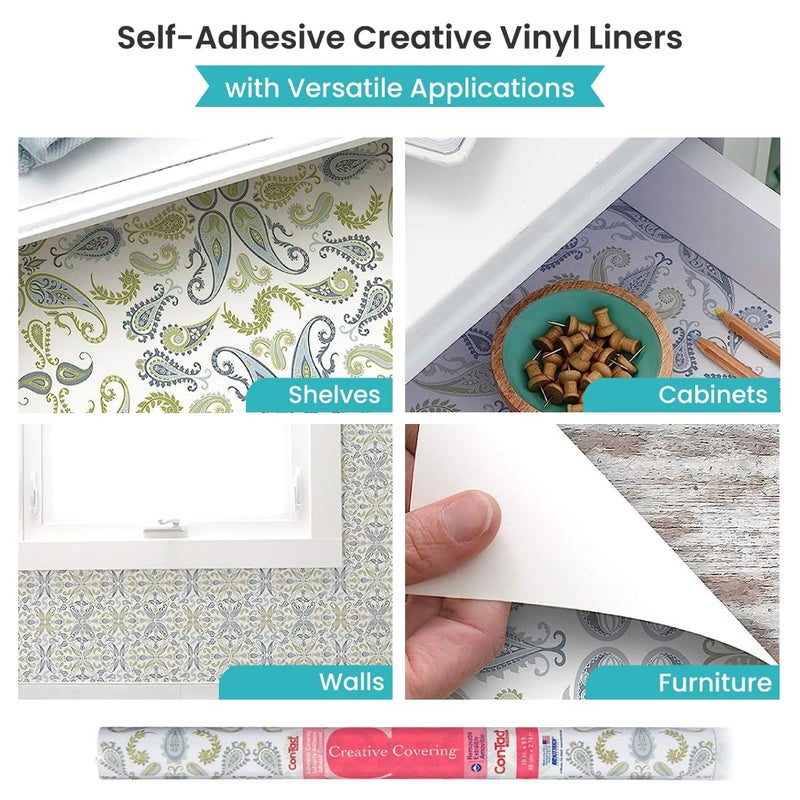 Con-Tact Brand Creative Covering, Self-Adhesive Shelf Liner, Multi-Purpose Vinyl Drawer Liner, Easy To Use And Apply, 18'' X 9', Abbey Sage - Image 3