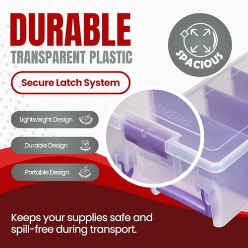 ArtBin Semi Satchel Portable Craft Organizer with 3 Dividers - Clear Plastic Storage Case for Art & Craft Supplies - Image 4