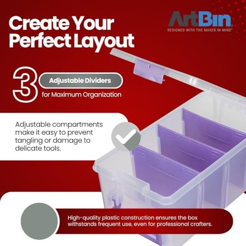 ArtBin Semi Satchel Portable Craft Organizer with 3 Dividers - Clear Plastic Storage Case for Art & Craft Supplies - Image 5