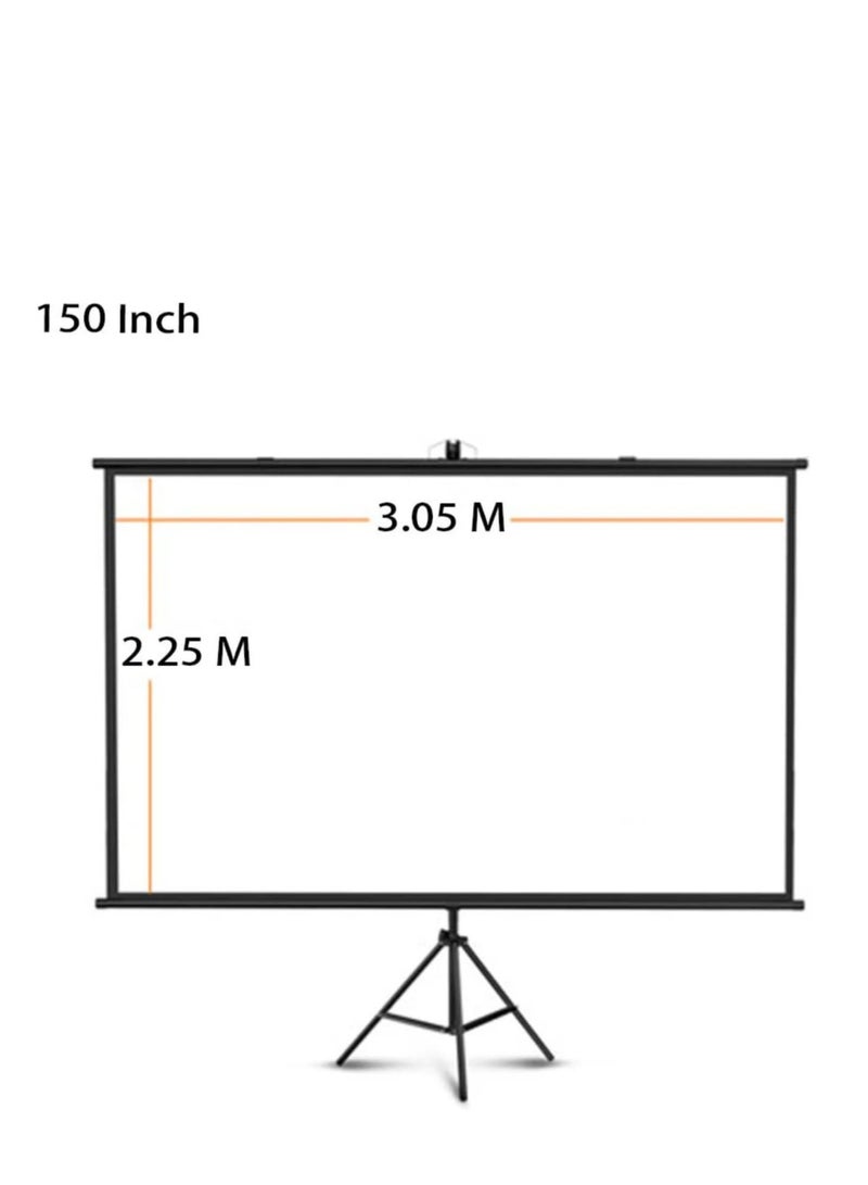 150” Portable Foldable Projector Screen with Stand, Fabric Outdoor Projection Movie Screen, HD, 4K, Home Theater, Gaming, TV, and Video Projector Screen for Indoor and Outdoor Use - Image 2
