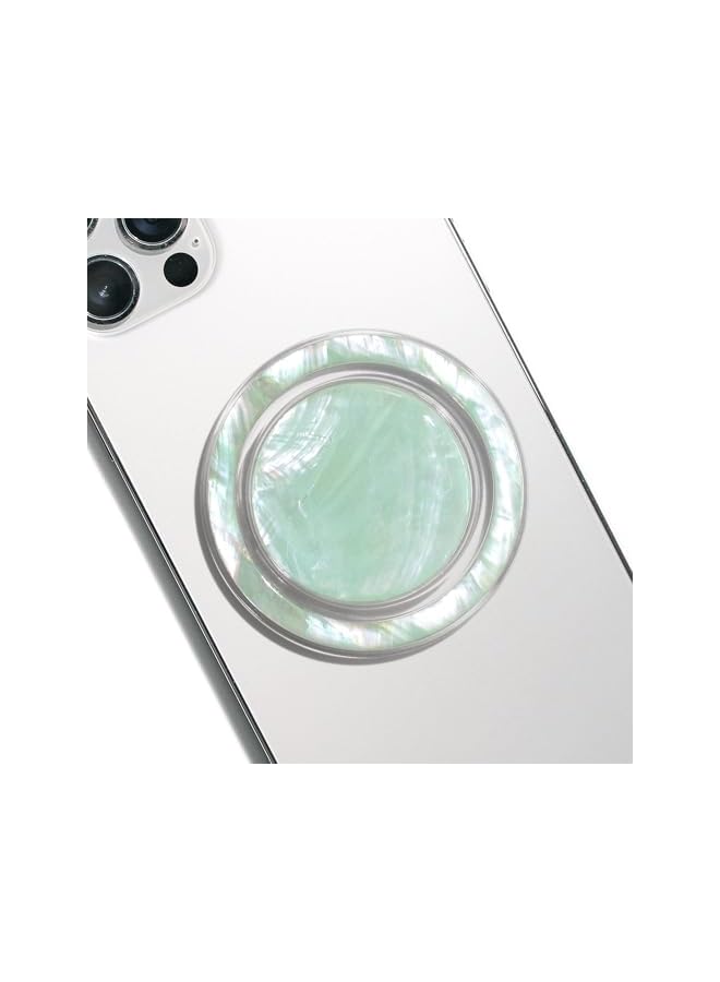 Green Tiger Cute Natural Seashell Design Round Shape Collapsible Mobile Phone Grip Stand Holder for Smartphone Tablet Cell Phone Accessory (Magnetic Type, Aqua Blue) - Image 2