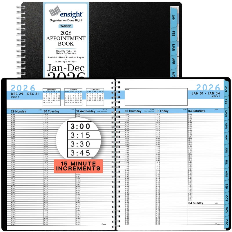 Ensight 2026 Appointment Book and Planner 8.5" x 11" Large Hourly Weekly Daily Schedule Book with Tabs, 30 Minute Time Slots, Blue Calendar Organizer Jan 2026â€“Dec 2026 Appointment Planner - Blue - Image 1