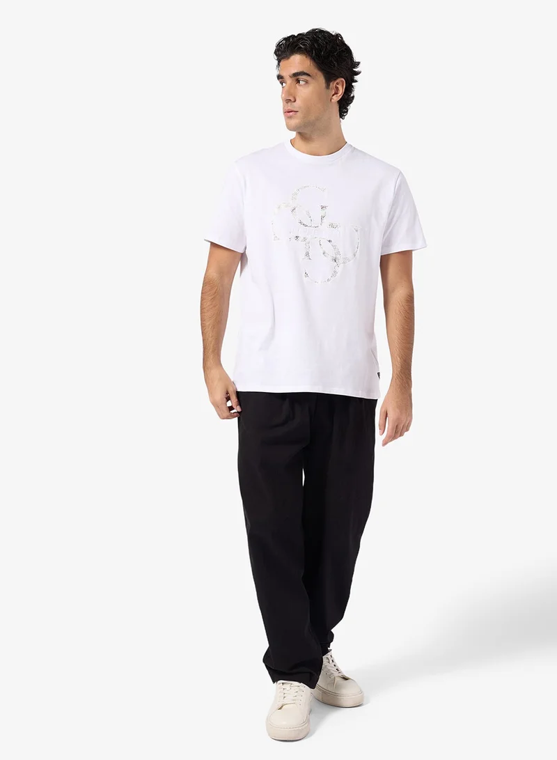 GUESS  Short Sleeve Shimmer Quattro G Tee for Men | Best Price UAE