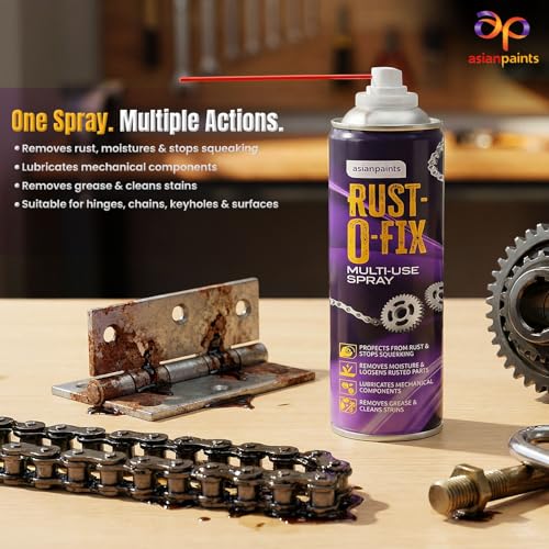 Asian Paints Rust-O-Fix Multi-Use Spray – 500ml | Protects from Rust, Removes Moisture & Sticky Residue | Lubricates, Cleans & Loosens Jammed Parts | For Home Improvement & Auto Maintenance - Image 3