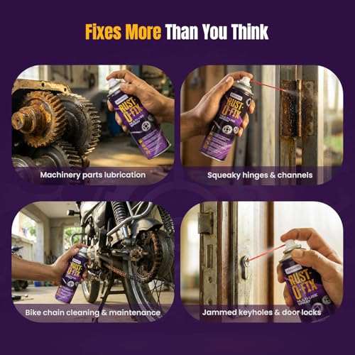 Asian Paints Rust-O-Fix Multi-Use Spray – 500ml | Protects from Rust, Removes Moisture & Sticky Residue | Lubricates, Cleans & Loosens Jammed Parts | For Home Improvement & Auto Maintenance - Image 4