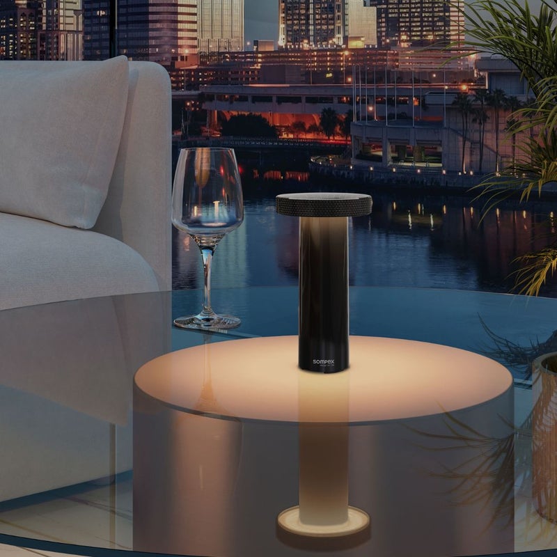 Sompex Volume Rechargeable Table Lamp | 3 light colours | Stepless dimmable | Dimmer memory function | Suitable for Indoor Use | Battery operated | Material: Plastic | 9 x 16 cm - Black - Image 2