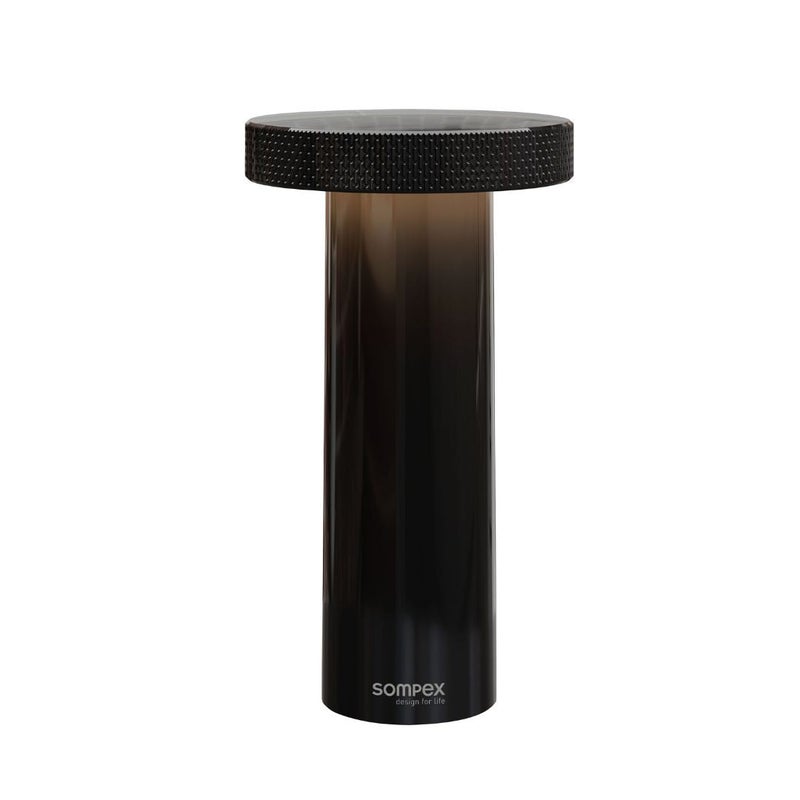 Sompex Volume Rechargeable Table Lamp | 3 light colours | Stepless dimmable | Dimmer memory function | Suitable for Indoor Use | Battery operated | Material: Plastic | 9 x 16 cm - Black - Image 1
