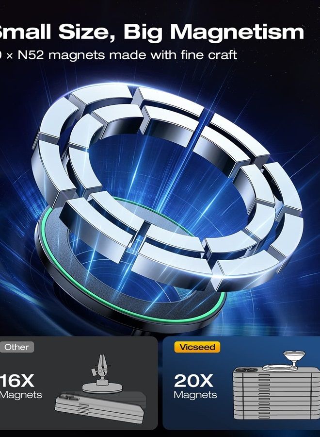 for MagSafe Car Mount [20 Strongest Magnets] Magnetic Phone Holder for Car Dash [Not Drop 3M Adhesive] All-Metal Phone Mount for Car Dashboard Fit All Mobile iPhone 14 13 12 Pro Max Plus etc.