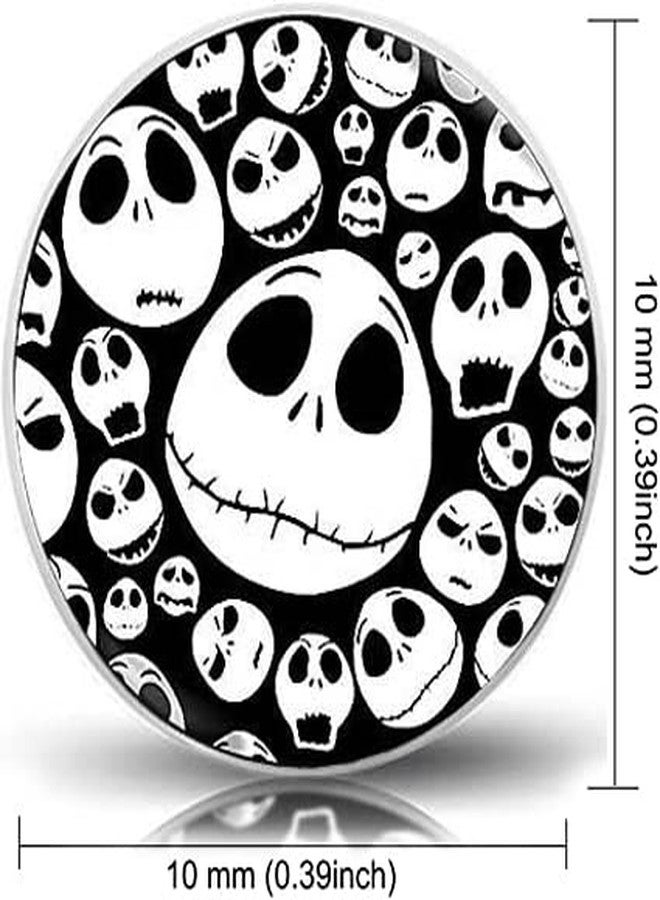 SIISPRI 316L Surgical Stainless Steel Halloween Earrings Round Circle Button Stud Post Earrings 10MM (black) - Image 2