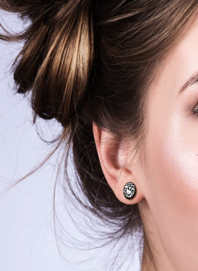 SIISPRI 316L Surgical Stainless Steel Halloween Earrings Round Circle Button Stud Post Earrings 10MM (black) - Image 4