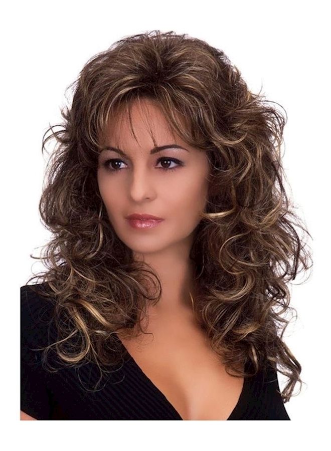 NIBEMINENT Fluffy Hair Wig Brown