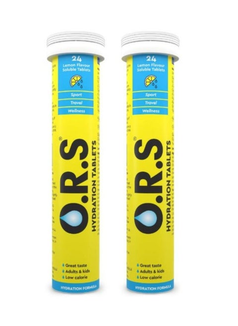 O.R.S Hydration Tablets Lemon Flavor 24 Count Pack of 2
