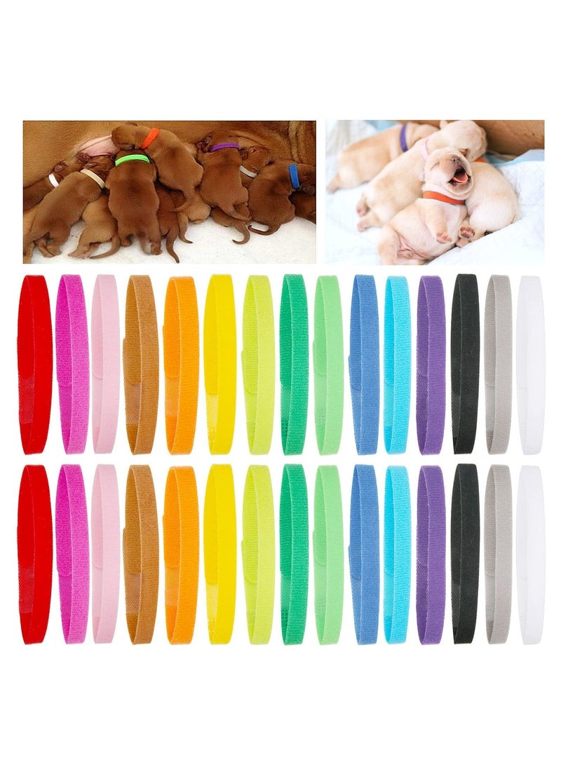 SOLARAE Puppy Whelping Collars Newborn Pet Double-Sided Soft Adjustable ID Bands for Litter Dog Cat 15 Colors - Image 1