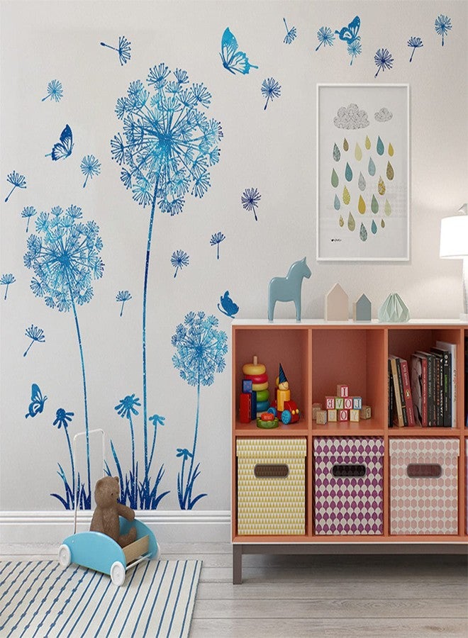 Arawat Dandelion Flower Stickers Blue Butterflies Wall Decor for Bedroom Office Bathroom Living Room Floral Wall Decal Removable Peel and Stick Room Decor - Image 4