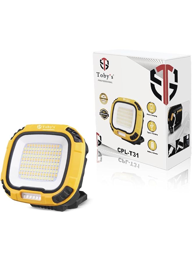 Toby's CPL T31 LED Floodlight–4000mAh Rechargeable Light Multi Color Output SOS Mode Powerful Brightness Ideal for Outdoor Work Emergency Use - Image 1