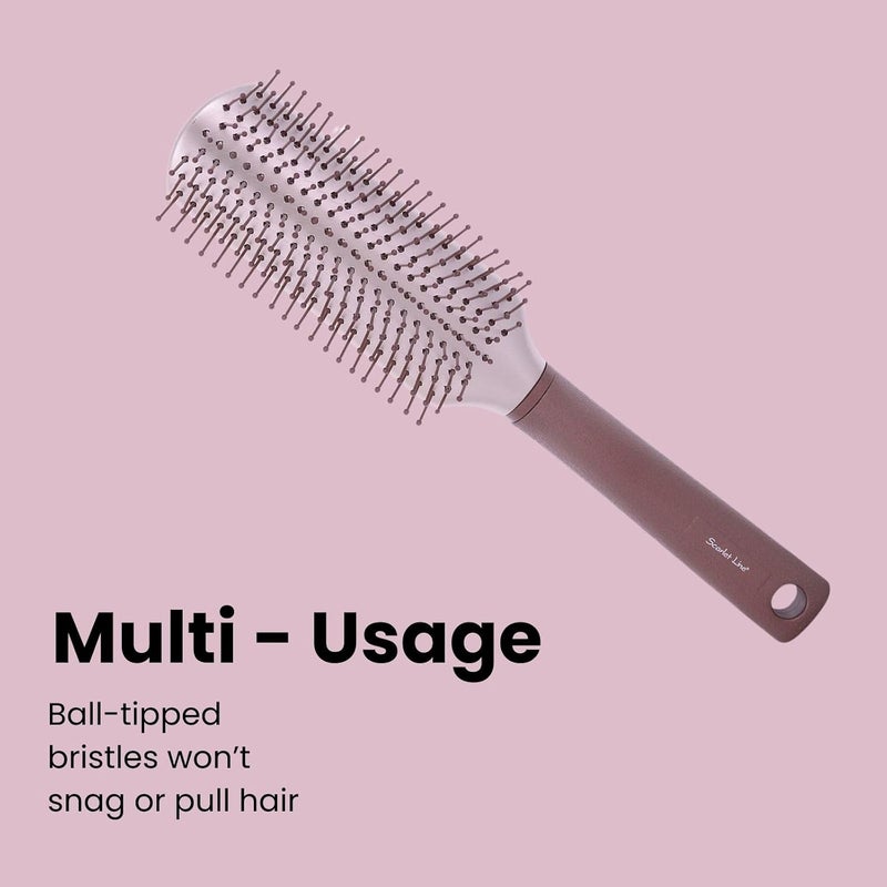 Scarlet Line Professional Flat Hair Brush with flexible and Strong Ball Tip Nylon Bristles and Plastic Handle for Smoothing Styling for Men and Women - Image 4