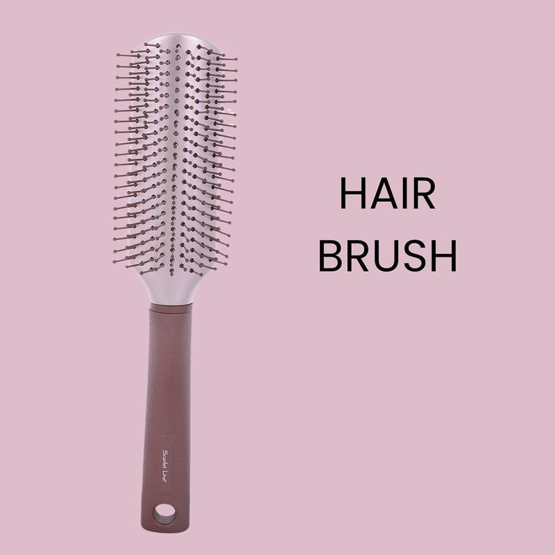 Scarlet Line Professional Flat Hair Brush with flexible and Strong Ball Tip Nylon Bristles and Plastic Handle for Smoothing Styling for Men and Women - Image 2