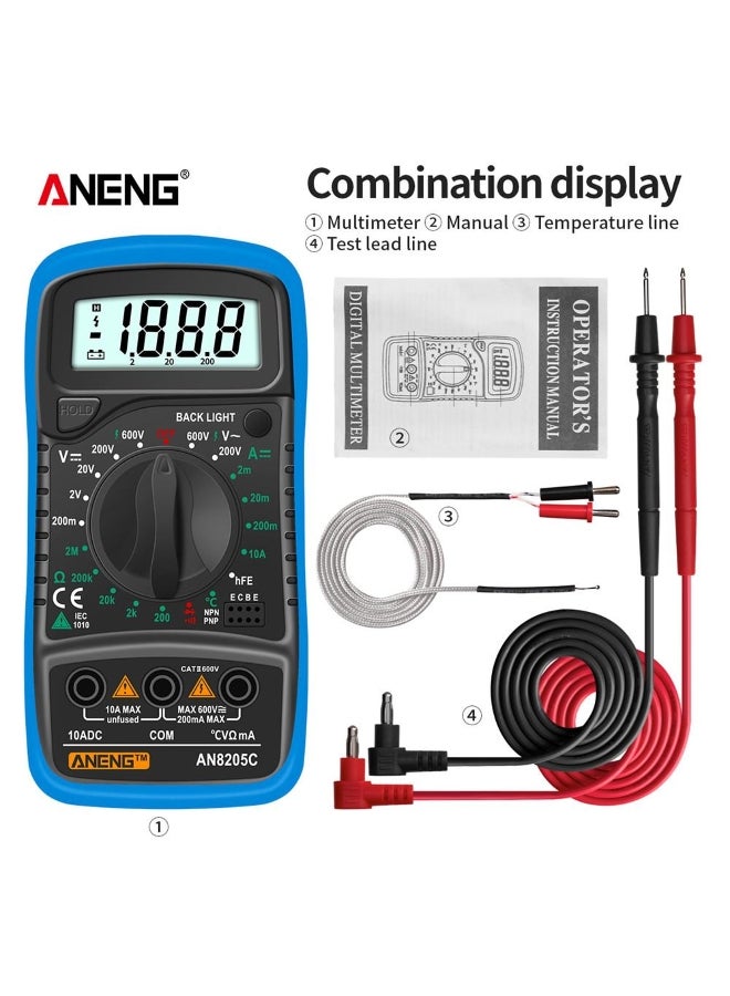 ANENG ANENG AN8205C Digital Multimeter AC/DC Ammeter Volt Ohm Tester Meter Multimetro With Thermocouple LCD Backlight Portable