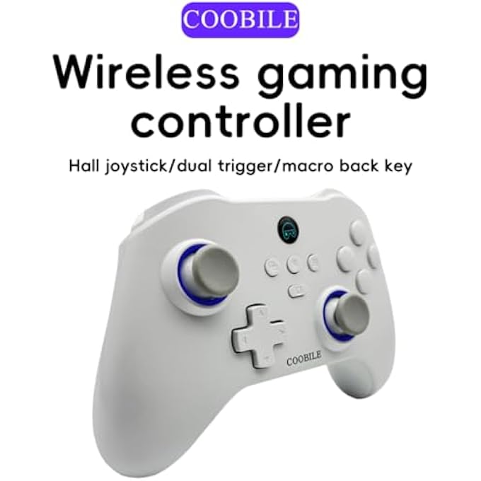 COOBILE WIRELESS GAMING CONTROLLER, BLUETOOTH GAMEPAD WITH HALL JOYSTICK, HALL TRIGGER, MACRO BACK KEY, NO BLIND ZONES, SUPPORT SIX-AXIS SOMATOSENSORY,FOR IOS, ANDROID, PC, SWITCH, STEAM (WHITE) - Image 2